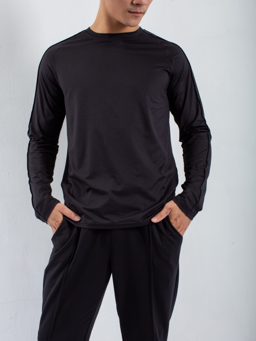 Antiviral Mens Athleisure Outfit Stretch Long Sleeve Top