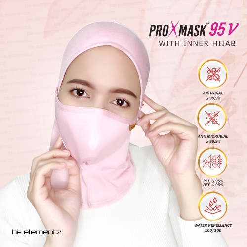 Muslimah Mask PROXMASK 95V   AntiViral Inner Hijab with Anti Viral Fabric Face Mask