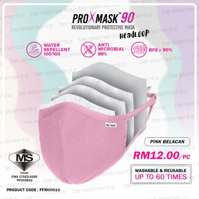 PROXMASK90 Muslimah Mask Anti-Bacterial, Water Repellent & Microfiltration (BFE) c/w head loop